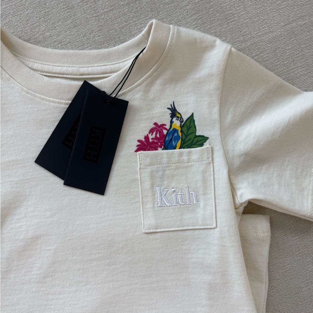 Kith Kids Cream Tee with Parrot Design